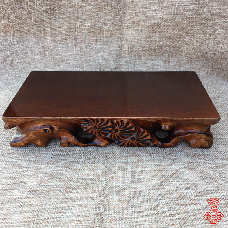 rectangle solid wood base vase Flower pot stone Buddha statue Arts and Crafts Decoration Block woodiness carving Wood Block