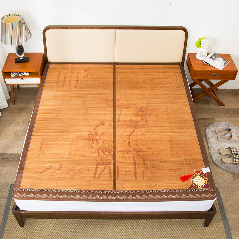 安吉竹席厂家批发碳化席刻花席1.8m床1.5米折叠双面冰丝席竹凉席|ms