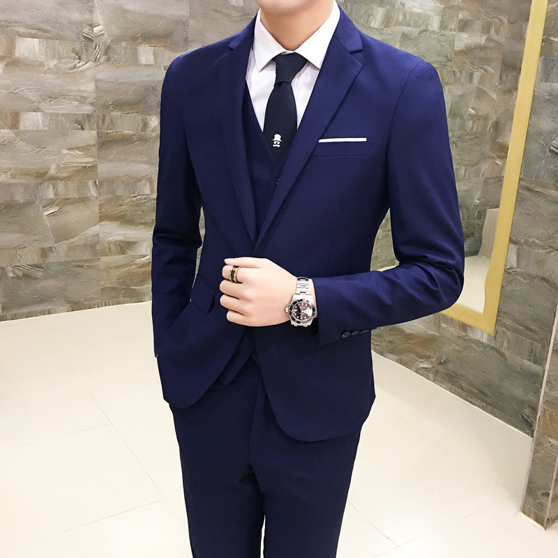 Traje de los hombres traje de tres piezas de los hombres Delgado traje casual coreano moda novio vestido de novia mejor Hombre Ropa