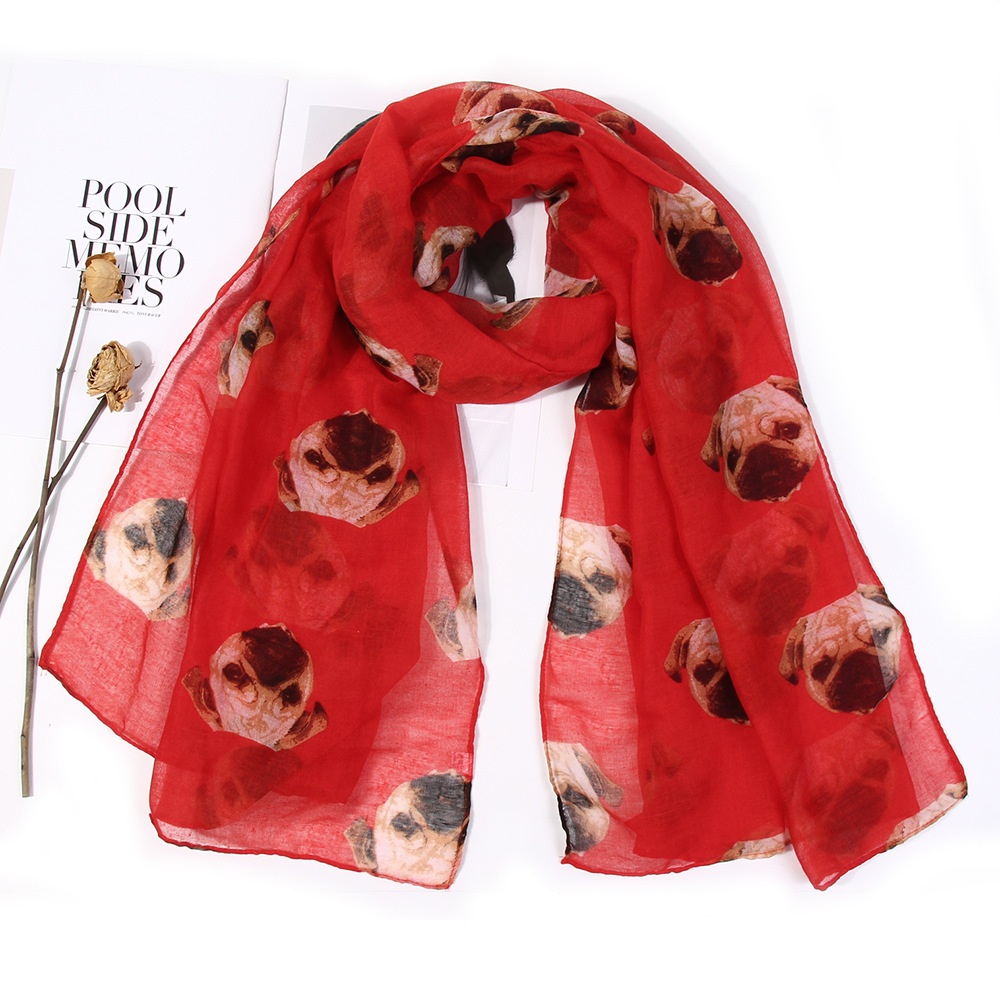 Women's Cute Simple Style Dog Polyester Printing Scarf display picture 7