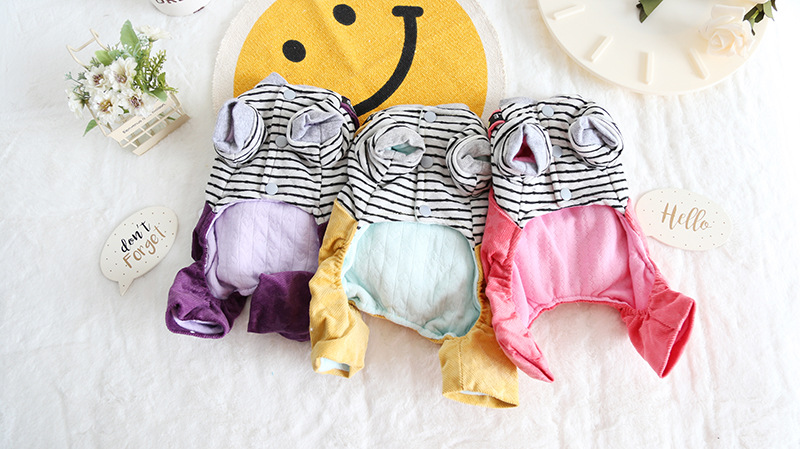 复古条纹背带四脚衣