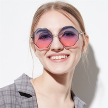 D047方形太阳镜女 菱形多边形彩色透明镜片墨镜男 欧美流行眼镜