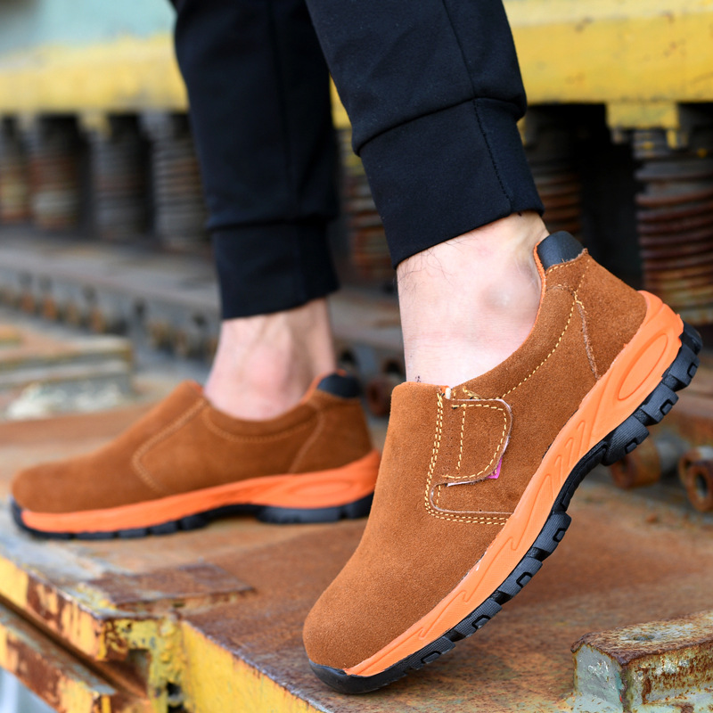 一脚蹬劳保鞋男低帮真皮防臭钢包头防砸防刺穿工地耐磨电焊鞋防烫|ms