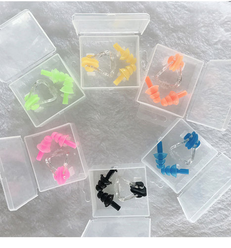 Swimming Supplies Nose Clip and Earplug Set Anti-choking Equipment Silicone Waterproof Swim Earplugs and Nose Clips Wholesale