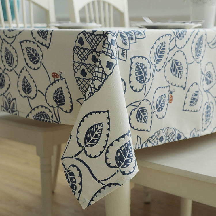 Moderne minimalistische Couchtisch- und Esstischdecke aus doppelgewebtem, dickem Canvas mit Blatt- und Blumenmuster, komplett aus Baumwolle._voghion.com