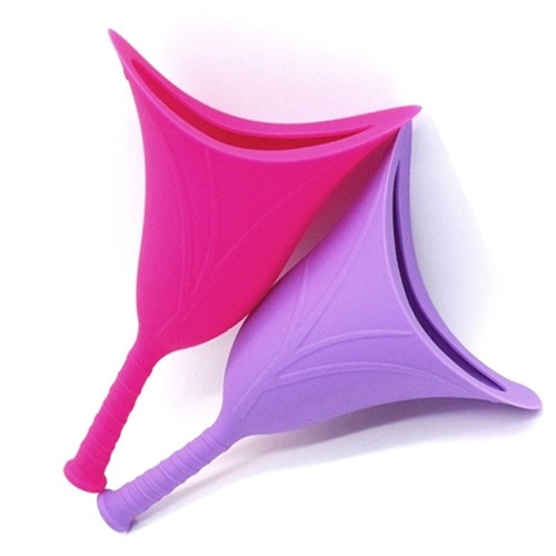 Emergency urinal for women when going out, ladies standing silicone urinal for long travel, foldable portable urinal