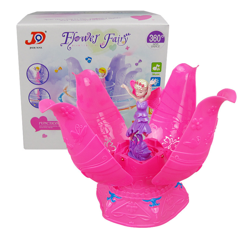 Nueva Flor de hadas las mujeres elevación eléctrica giratoria bailando flor princesa con luz música universal juguetes para niños
