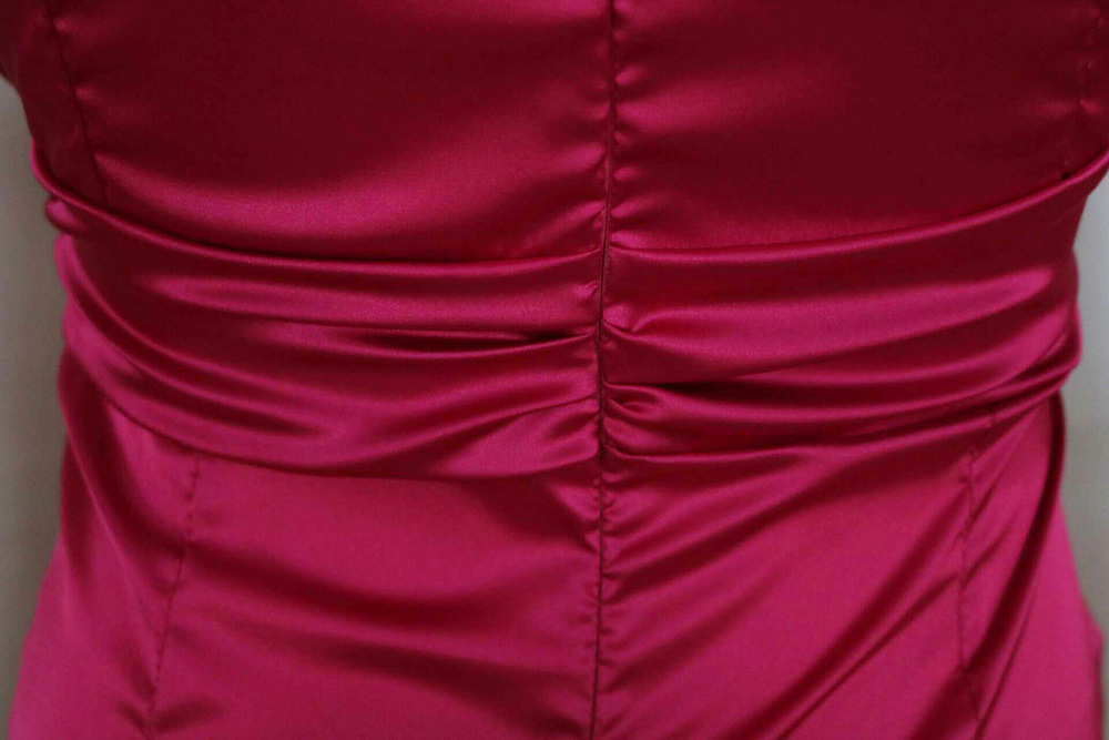 solid color satin deep V-neck long-sleeved slim dress NSYHC136155