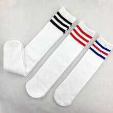 童袜 儿童长筒袜 学生运动会校服袜子 儿童过膝足球袜 三条杠白袜