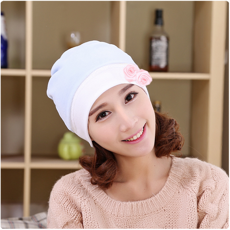 2021新款产后用品秋冬韩版防天鹅绒产妇头巾产后玫瑰花产妇月子帽|ru