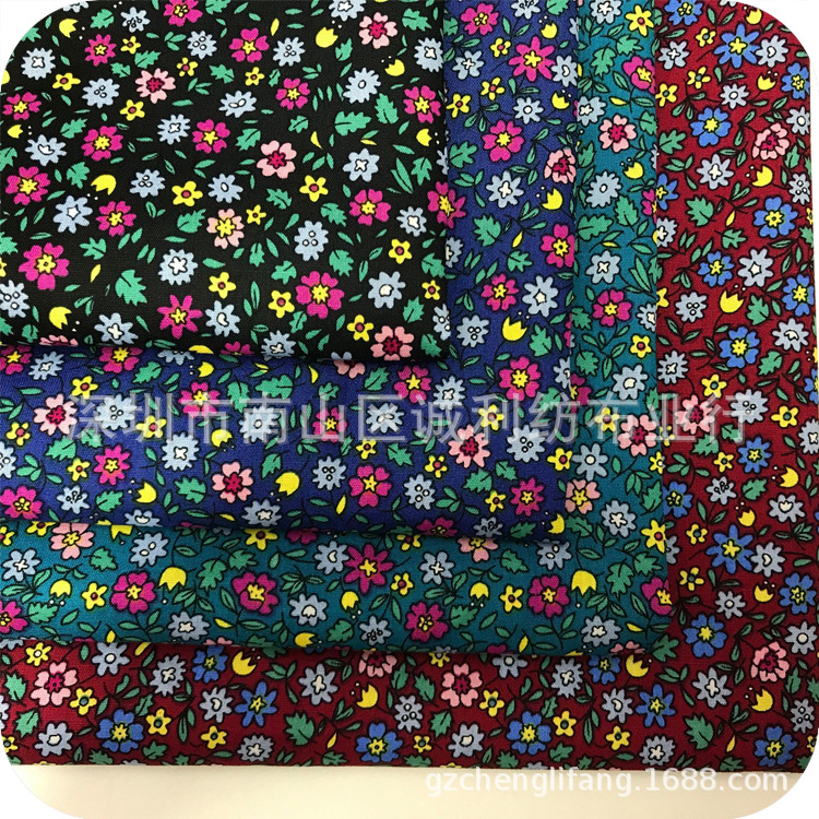 全棉平纹府绸印花面料 小碎花连衣裙印花布 日韩夏衬衫印花面料