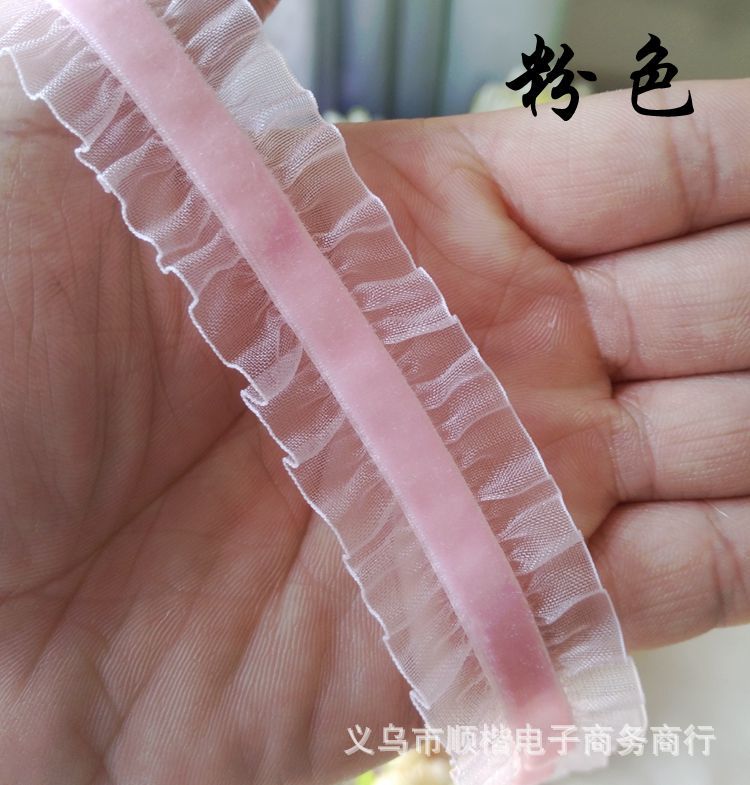 2.5cm高档植绒带 纱带打折弹力双边花边 diy发饰手腕花芭比娃娃裙|ru