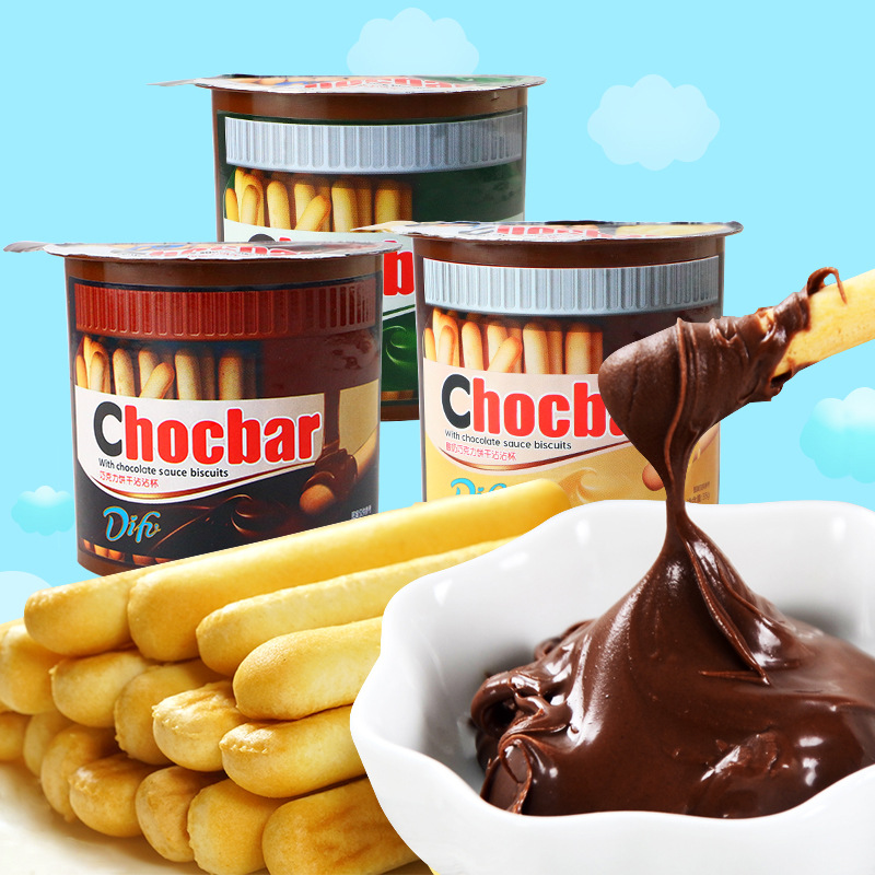 迪芙沾沾杯12杯420g抹茶巧克力酸奶味蘸酱饼干星球手指饼儿童零食