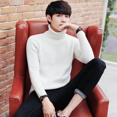曼茨帛秋冬新品仿羊仔毛毛衣男高领毛衣男装韩版套头青年|ms