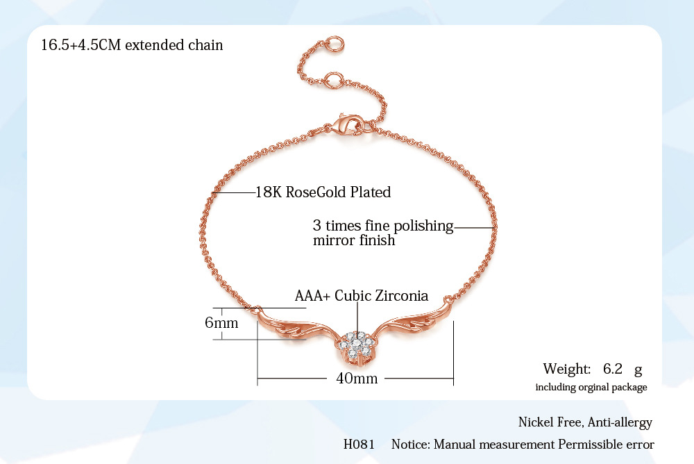 Fashion Heart Shape Bow Knot Copper Plating Zircon Bracelets 1 Piece