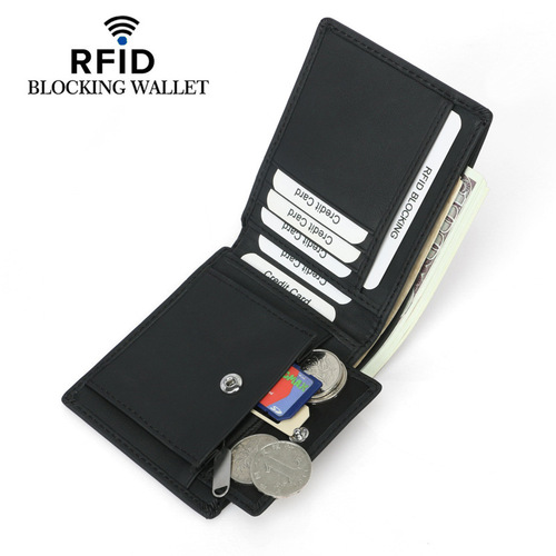 Amazon's best selling anti-theft brushed RFID first-layer cowhide wallet Korean version cowhide men's wallet coin purse