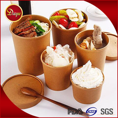 thickening Kraft paper hot-water bucket Soup pot goods in stock Take-out food Fast food box customized disposable circular Rice bowl Lunch box wholesale