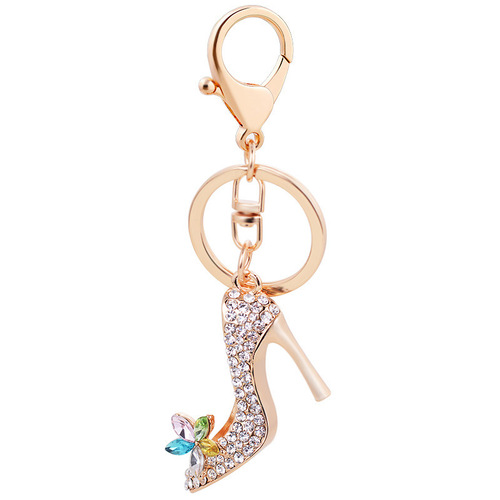 European and American hot selling fashion diamond-encrusted high heels car keychains girls bag pendants motorcycle exquisite pendants