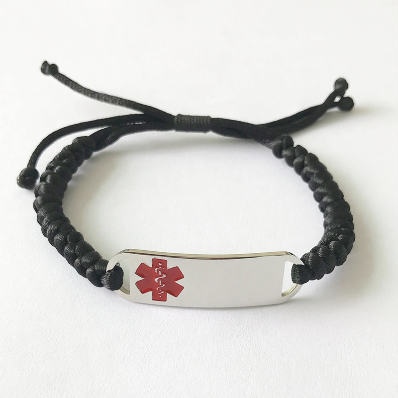 Direct selling bracelet Medical Alert logo stainless steel hand-woven bracelet Diamond Knot flat knot umbrella knot multiple hand ropes