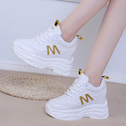 M字母厚底休闲鞋女透气2018新款百搭韩版内增高女鞋9CM春秋季单鞋