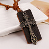 Fashionable retro leather necklace, European style, genuine leather