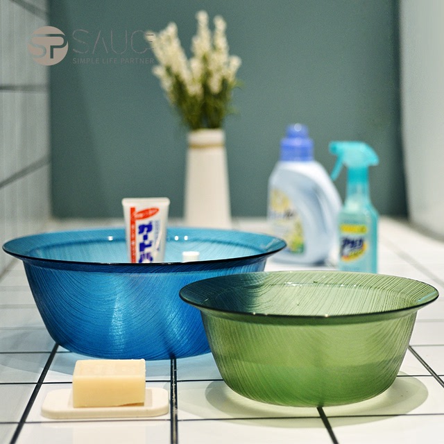 Nhật Bản sp sốt gia dụng chậu nhựa chậu rửa đơn giản lưu vực hình tròn trong suốt Lưu vực hộ gia đình