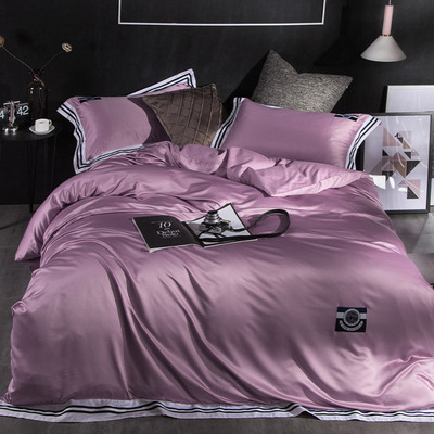 一件代发纯棉真丝四件套简约纯色夏季冰丝全棉天丝2.0加大双人床