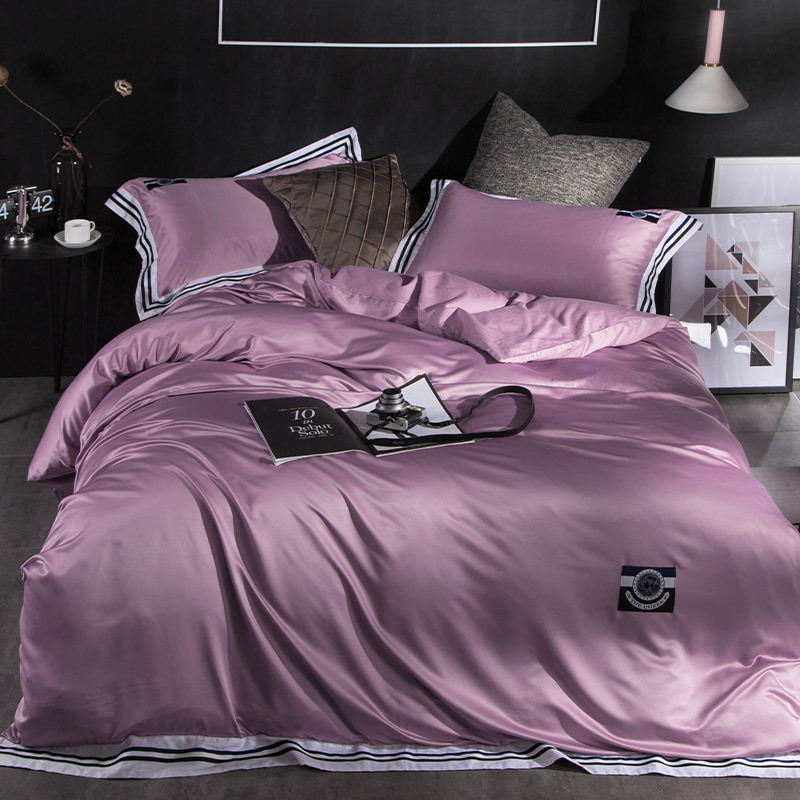 一件代发纯棉真丝四件套简约纯色夏季冰丝全棉天丝2.0加大双人床