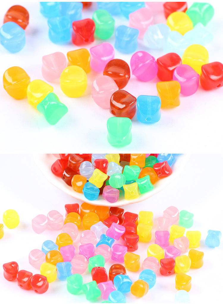 Acrylic diy bead material, handcrafted tissue box beads, 10mm jelly beads, four-corner beads, loose beads wholesale detail image 6