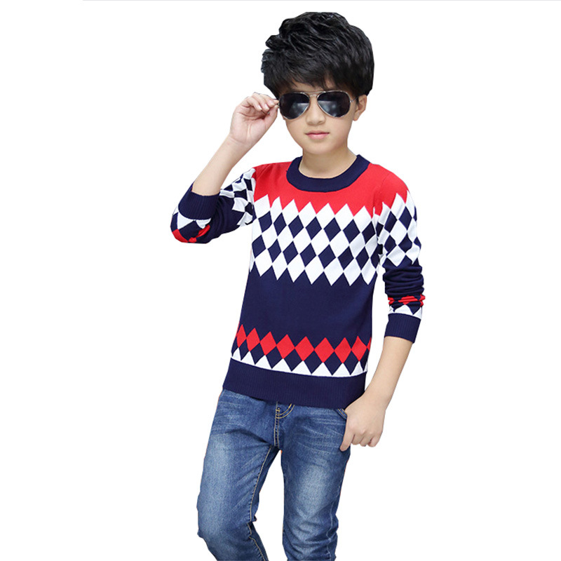 2020男童毛衣套头菱形格英伦风圆领长袖针织打底衫厂家直销|ru