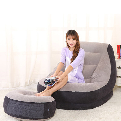 INTEX68564 Lazy man Flocking Inflatable Sofa suit leisure time Round footstool deck chair thickening Single Lunch chair