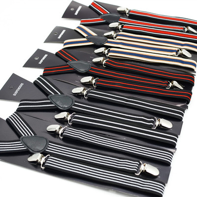 2.5cm Europe and America England Retro stripe fashion men and women Strap clip Suspenders rompers camisole Stretch elastic