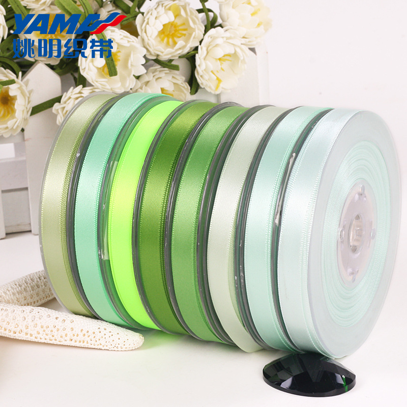 Yao Ming cinta al por mayor de una sola cara cinta de satén cinta pastel de Luna embalaje 100mm serie verde 510-556