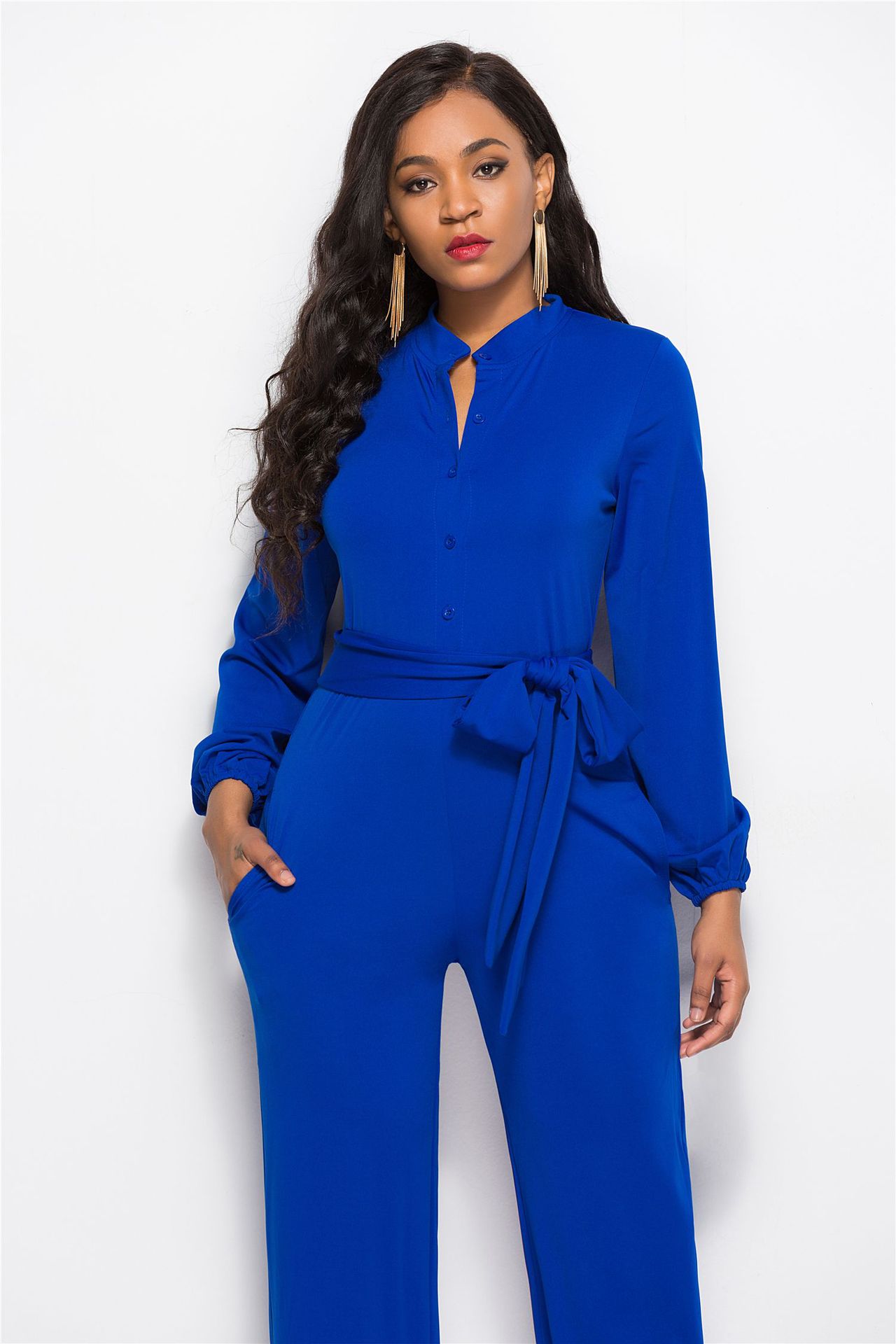 solid color wide-leg jumpsuit NSLM30294