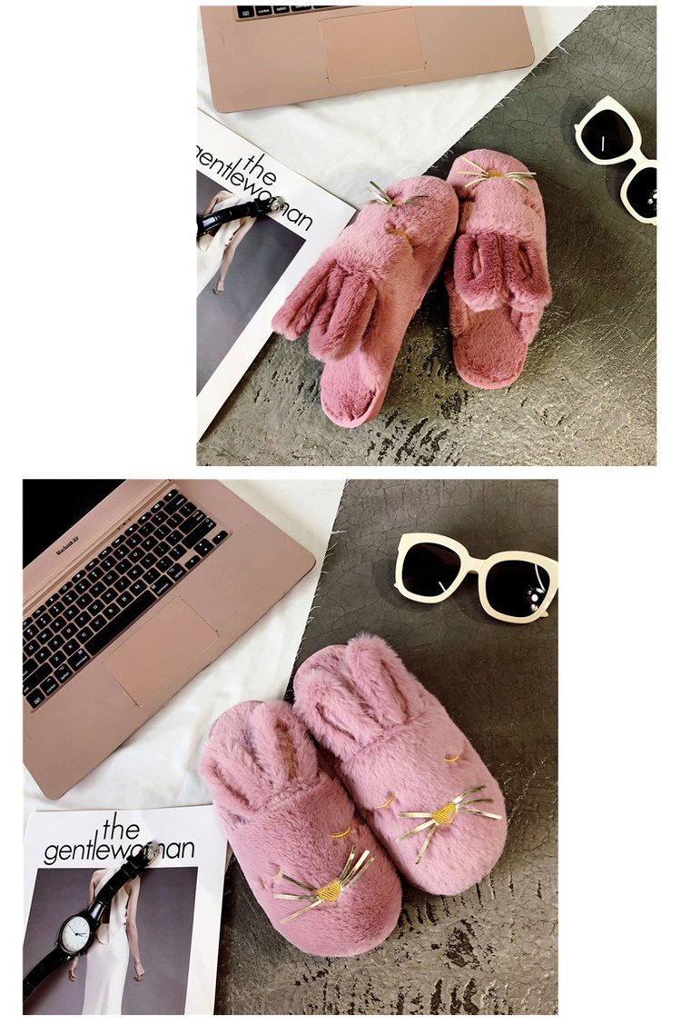 厂家直销新款厚底毛绒棉拖鞋秋冬季家居保暖柔软卡通女士棉拖批发