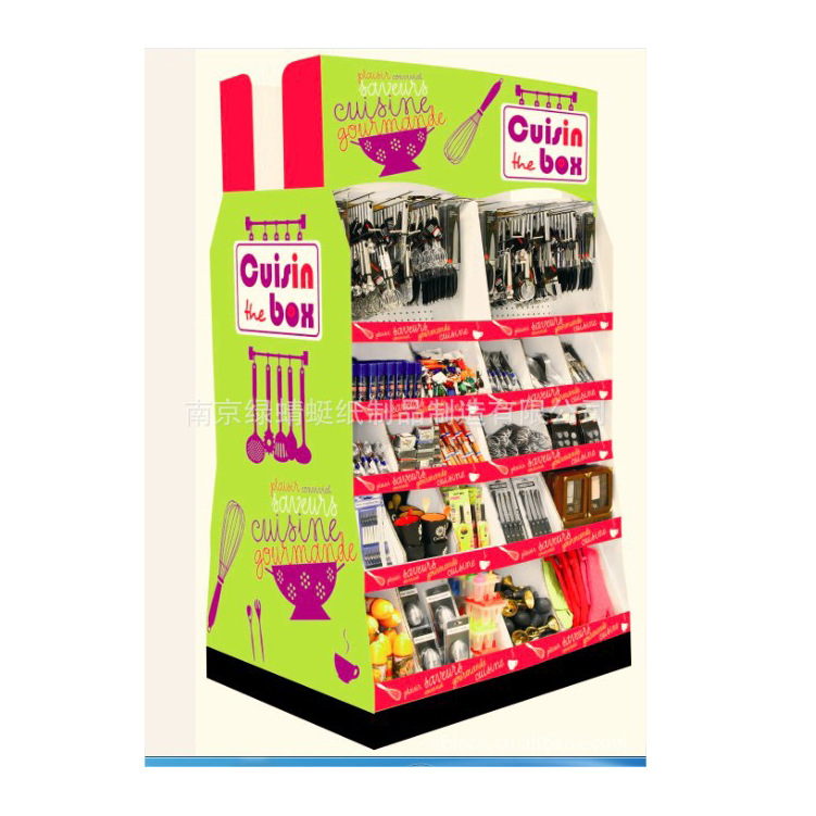 挂钩展示架、纸堆头、超市纸地堆、落地纸货架