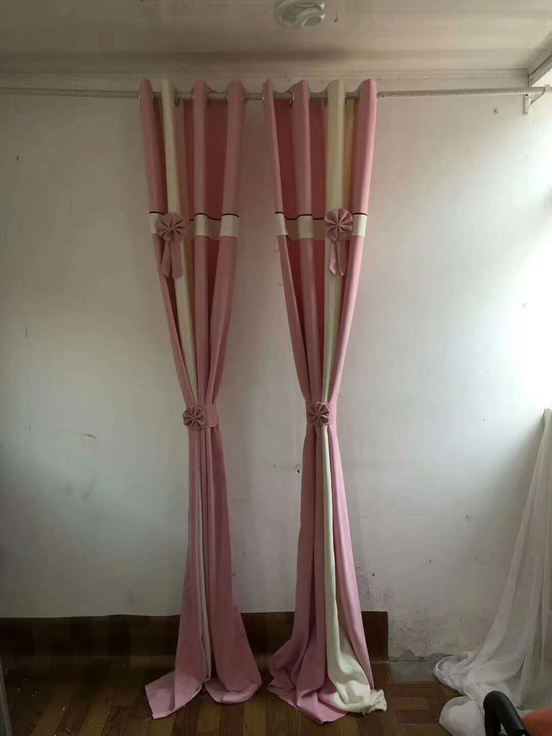 粉色城堡拼接遮光窗帘 卡通粉色美式 儿童卧室帘 现货供应-阿里巴巴