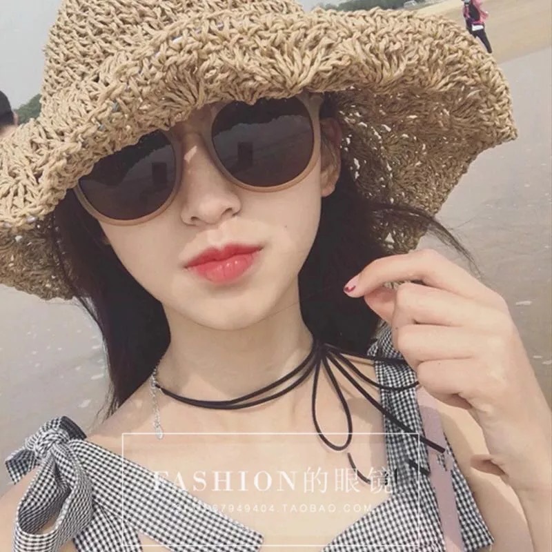 Nuevo estilo coreano de moda retro gafas de sol marrón jalea té UV a prueba de gafas de sol para mujeres 9808