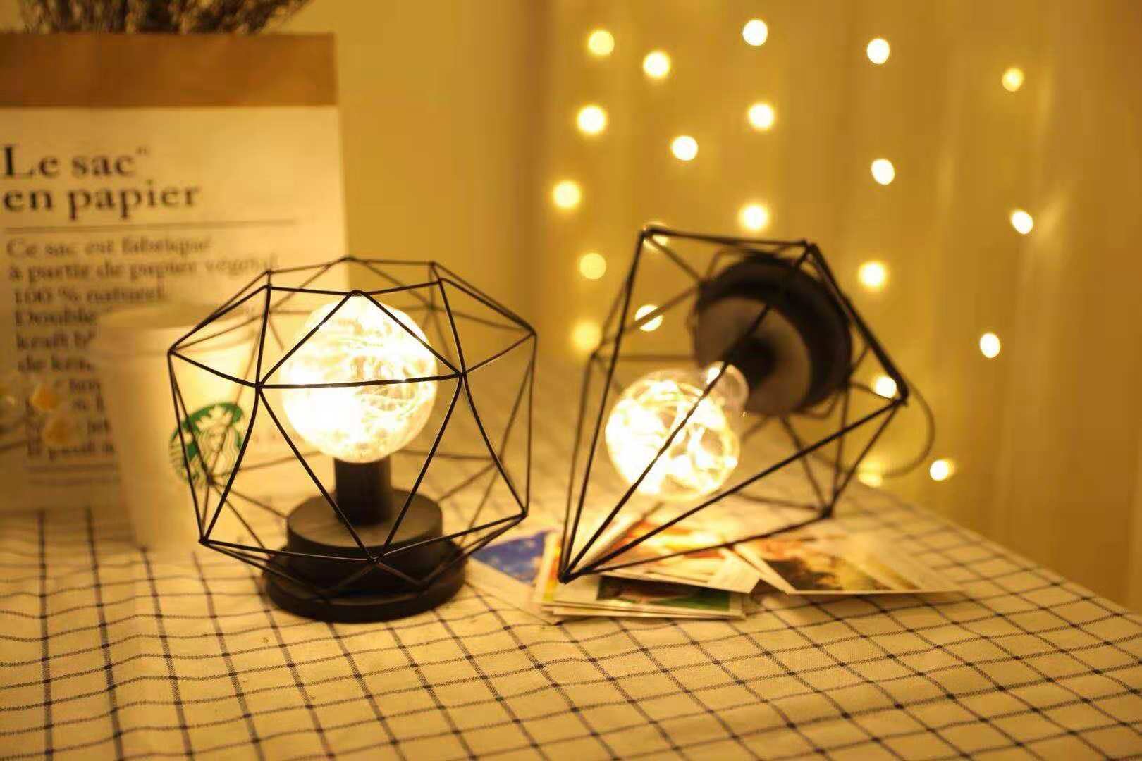 led小夜灯 北欧风铁艺造型灯摆件 LED彩色灯串INS台灯厂家批发-阿里巴巴
