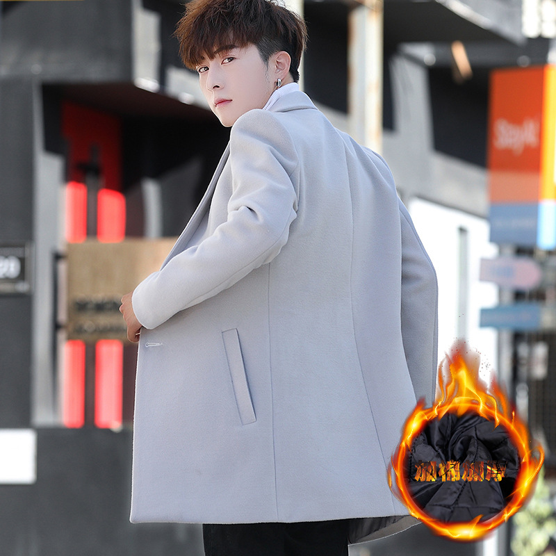 厂家直卖2023冬季新款双面呢大衣男加棉加厚双面羊绒大衣男中长款