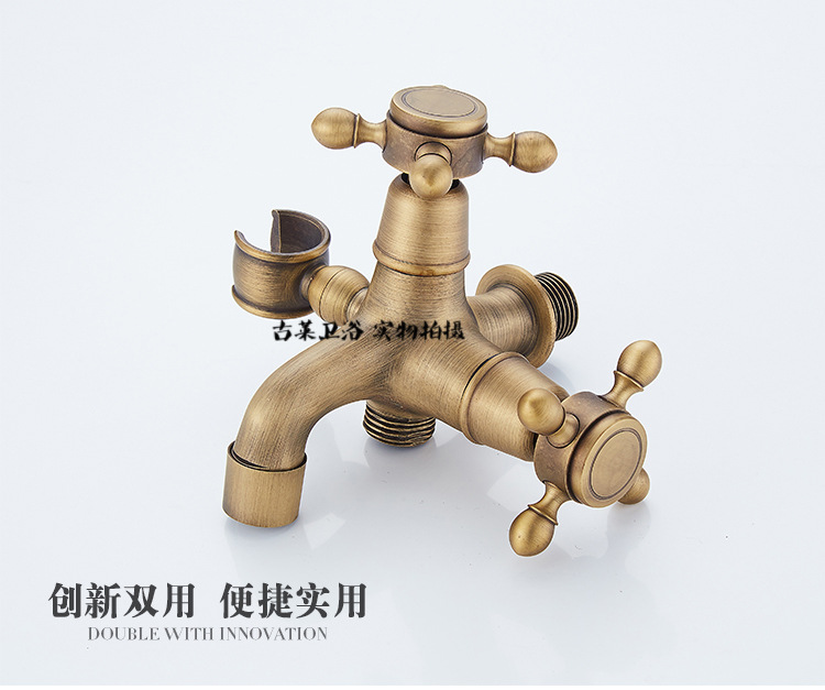 All-copper antique washing machine faucet, extended single-cooling European-style built-in mop sink, 4-minute and 6-minute faucet with spray gun undefined