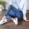 JEANS New Spring character pearl decoration student high waist