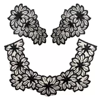 水溶蕾丝 刺绣 胸花 网底领花 三件套 袖花 假领子