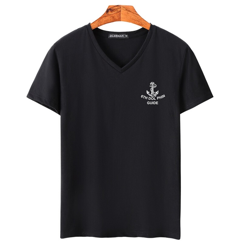 2018 Summer New Teenager Men's V-neck Alphabet Men's Short-sleeved T-shirt Cotton Half-sleeved Korean Fashionable Top