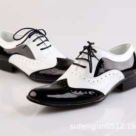 江南style鸟叔同款黑白拼色韩版舞蹈婚庆演出礼仪潮流男鞋单皮鞋