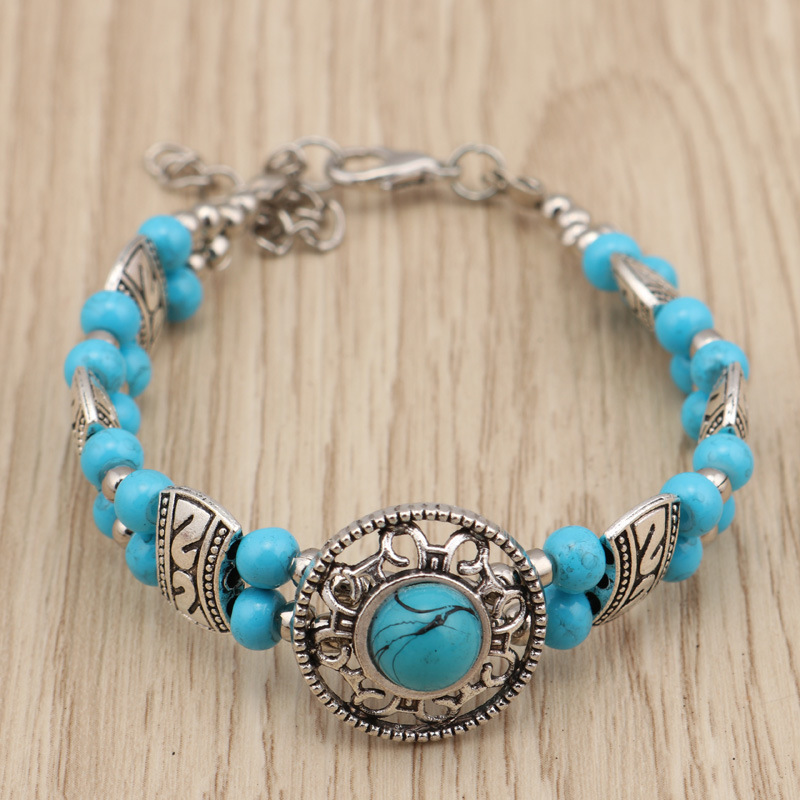 Ethnic turquoise beaded bracelet handmade