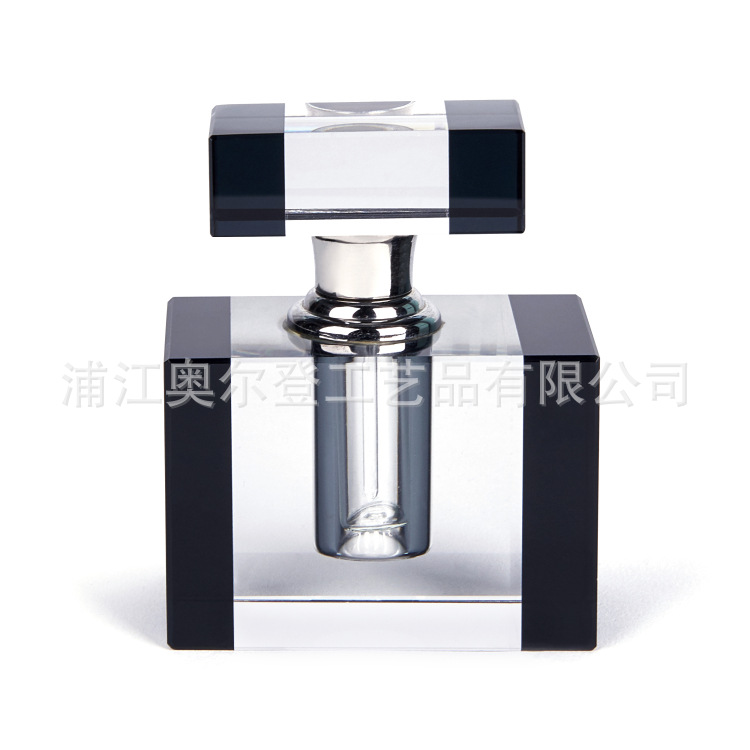 跨境男士阿拉伯中东迪拜水晶香水瓶方形10ml水晶K9人体精油瓶黑色详情图1