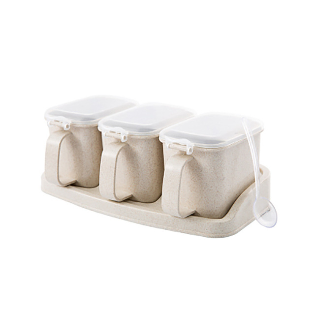 Nhà bếp rơm lúa mì hộp mực mới với thẻ phân vùng hương riêng biệt bếp gia vị jar nhà máy bán buôn Gia vị
