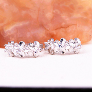Korean style jewelry platinum inlaid petals full zircon earrings foreign trade earrings little girl fresh ear jewelry wholesale