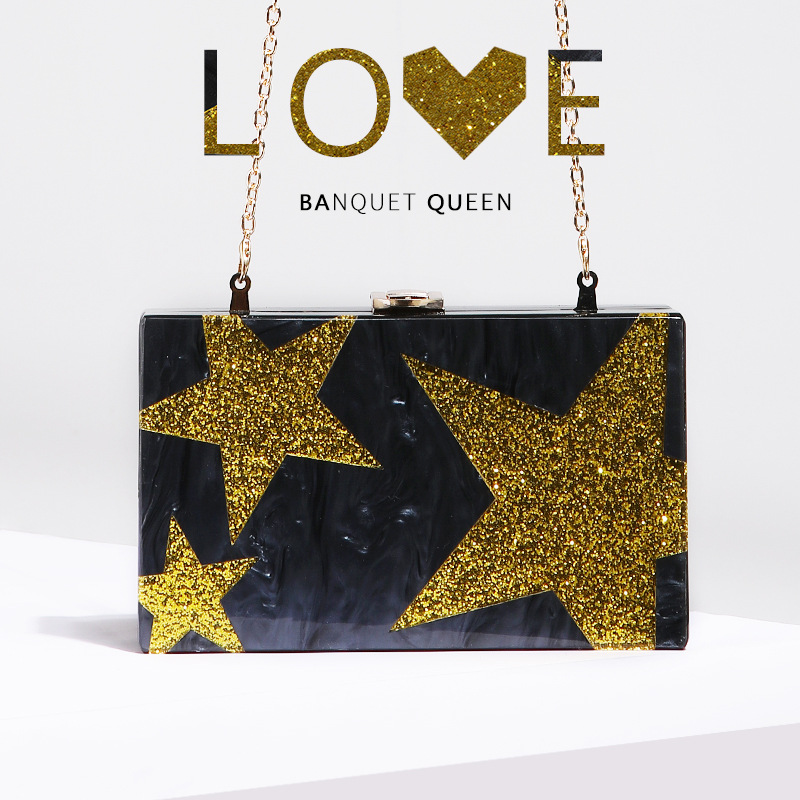 new pattern Acrylic Banquet clutch bag Mosaic Star models Occident fashion Like a breath of fresh air Trend One shoulder fashion